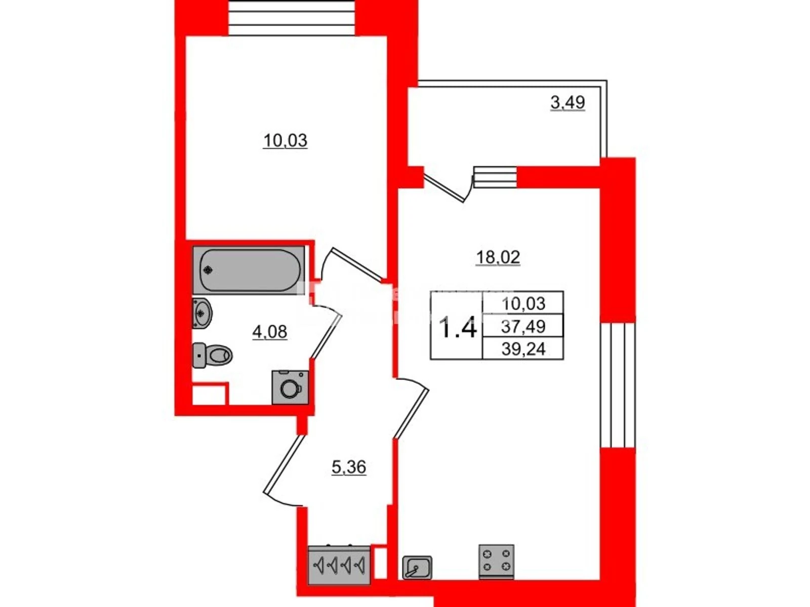 Планировка 2-комнатная 37,5 м² в жилом комплексе «Астра Континенталь» — Жилой комплекс «Астра Континенталь»